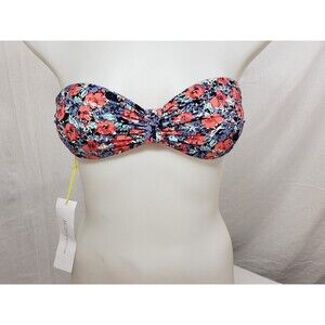 New BCBGeneration Floral Bandeau Bikini Top Size XS  Back Padded Blue Red